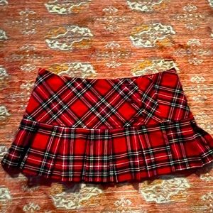 Red Plaid Skirt with buttons